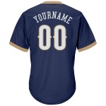 Maglia autentica personalizzata in maglia a coste da baseball, bianca e blu navy, stile retrò Maglia autentica personalizzata in maglia a coste da baseball, bianca e blu navy, stile retrò