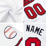 Maglia retrò a coste, autentica maglia da baseball personalizzata, bianca, rossa e blu navy Maglia retrò a coste, autentica maglia da baseball personalizzata, bianca, rossa e blu navy