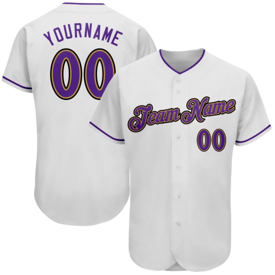 Maglia da baseball autentica Gold Jersey Viola-Old Custom White Maglia da baseball autentica Gold Jersey Viola-Old Custom White