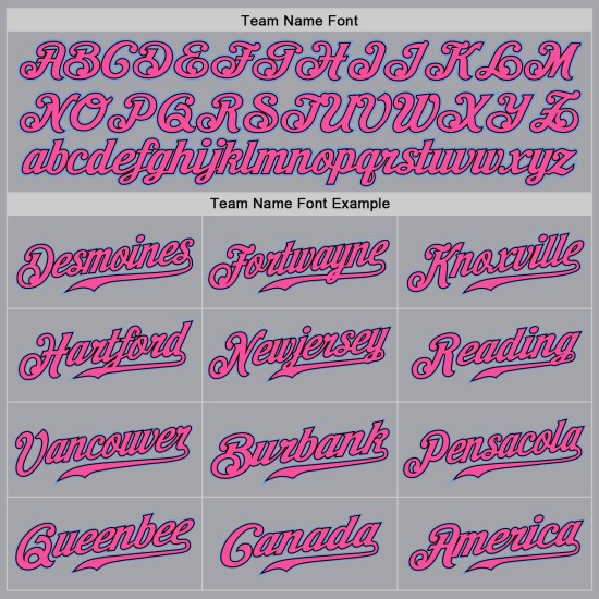 Maglia da baseball autentica personalizzata, blu-rosa e grigia leggera Maglia da baseball autentica personalizzata, blu-rosa e grigia leggera