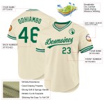 Maglia da baseball verde-bianca color crema, stile retrò, autentica Kelly personalizzata Maglia da baseball verde-bianca color crema, stile retrò, autentica Kelly personalizzata