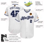 Maglia da baseball personalizzata bianca blu navy autentica Maglia da baseball personalizzata bianca blu navy autentica