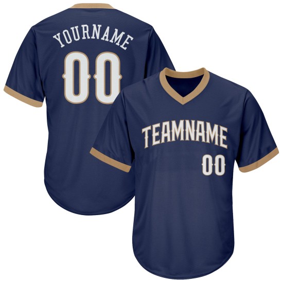 Maglia autentica personalizzata in maglia a coste da baseball, bianca e blu navy, stile retrò Maglia autentica personalizzata in maglia a coste da baseball, bianca e blu navy, stile retrò