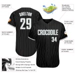 Maglia personalizzata autentica a righe bianche e grigie, da baseball, nera Maglia personalizzata autentica a righe bianche e grigie, da baseball, nera
