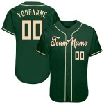 Maglia da baseball personalizzata verde crema-nera autentica Maglia da baseball personalizzata verde crema-nera autentica