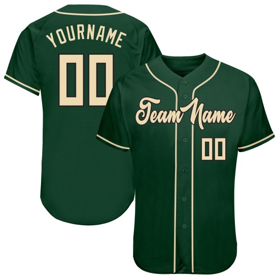 Maglia da baseball personalizzata verde crema-nera autentica Maglia da baseball personalizzata verde crema-nera autentica