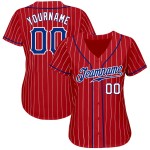 Maglia da baseball autentica a righe bianche personalizzate, colore rosso royal-white Maglia da baseball autentica a righe bianche personalizzate, colore rosso royal-white