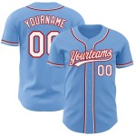 Maglia da baseball personalizzata, bianca, rossa e blu, autentica Maglia da baseball personalizzata, bianca, rossa e blu, autentica
