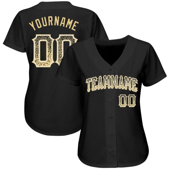 Maglia da baseball Vegas personalizzata nera autentica Drift Fashion oro-bianco Maglia da baseball Vegas personalizzata nera autentica Drift Fashion oro-bianco