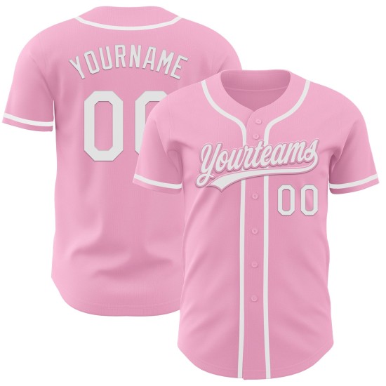 Maglia da baseball rosa bianca leggera autentica personalizzata Maglia da baseball rosa bianca leggera autentica personalizzata