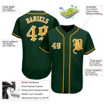 Maglia da baseball personalizzata autentica oro-bianca verde Maglia da baseball personalizzata autentica oro-bianca verde