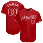 Maglia da baseball autentica rossa e bianca personalizzata Maglia da baseball autentica rossa e bianca personalizzata