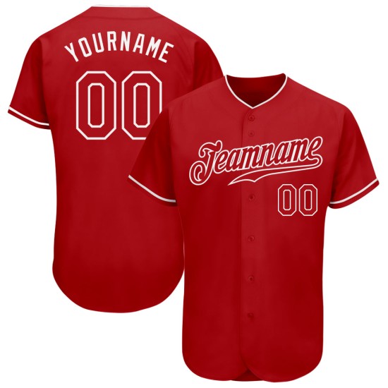 Maglia da baseball autentica rossa e bianca personalizzata Maglia da baseball autentica rossa e bianca personalizzata
