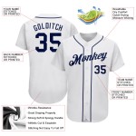 Maglia da baseball autentica bianca blu navy personalizzata Maglia da baseball autentica bianca blu navy personalizzata
