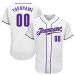 Maglia da baseball personalizzata bianca autentica viola-grigia Maglia da baseball personalizzata bianca autentica viola-grigia