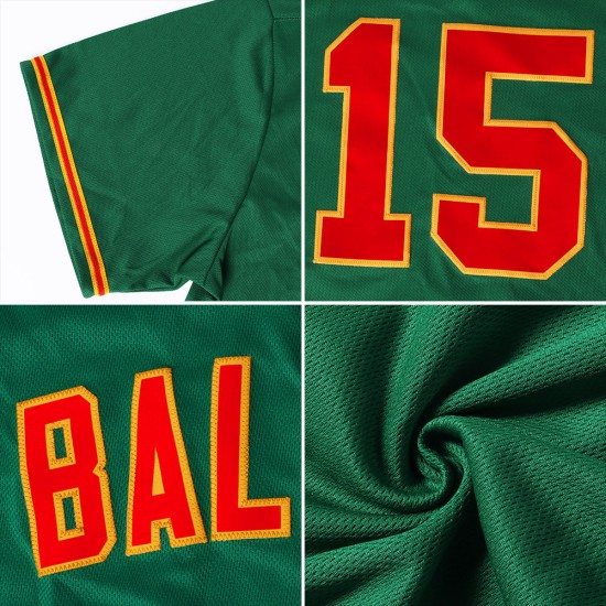 Maglia da baseball personalizzata autentica oro-bianca verde Maglia da baseball personalizzata autentica oro-bianca verde