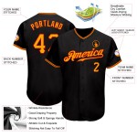 Maglia da baseball autentica nera personalizzata oro-rossa Maglia da baseball autentica nera personalizzata oro-rossa