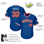 Maglia personalizzata da baseball a costine Royal Authentic Throwback Arancione-Bianco Maglia personalizzata da baseball a costine Royal Authentic Throwback Arancione-Bianco