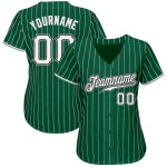 Maglia da baseball Kelly verde autentica, a righe bianche e grigie, personalizzata Maglia da baseball Kelly verde autentica, a righe bianche e grigie, personalizzata