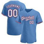 Maglia da baseball personalizzata leggera autentica blu bianco-rossa Maglia da baseball personalizzata leggera autentica blu bianco-rossa