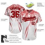 Maglia da baseball personalizzata autentica, rossa e nera, con motivo 3D, bianca Maglia da baseball personalizzata autentica, rossa e nera, con motivo 3D, bianca