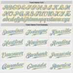 Maglia da baseball personalizzata bianca leggera, autentica, blu-oro Maglia da baseball personalizzata bianca leggera, autentica, blu-oro