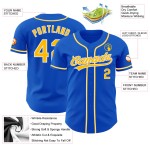 Maglia da baseball Thunder Blue Custom Autentica Oro-Bianco Maglia da baseball Thunder Blue Custom Autentica Oro-Bianco