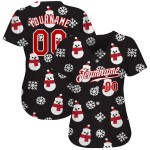 Maglia da baseball 3D nera rossa e bianca personalizzata autentica di Natale Maglia da baseball 3D nera rossa e bianca personalizzata autentica di Natale