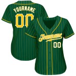 Maglia da baseball personalizzata autentica verde oro-bianca a righe Kelly Gold Maglia da baseball personalizzata autentica verde oro-bianca a righe Kelly Gold