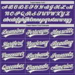 Maglia da baseball a righe bianche e grigie, autentica, viola e nera, personalizzata Maglia da baseball a righe bianche e grigie, autentica, viola e nera, personalizzata