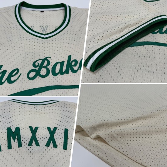 Maglia da baseball verde-bianca color crema, stile retrò, autentica Kelly personalizzata Maglia da baseball verde-bianca color crema, stile retrò, autentica Kelly personalizzata