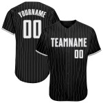 Maglia personalizzata autentica a righe bianche e grigie, da baseball, nera Maglia personalizzata autentica a righe bianche e grigie, da baseball, nera