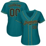 Maglia da baseball a righe nere, oro e verde acqua personalizzata, autentica, da uomo Maglia da baseball a righe nere, oro e verde acqua personalizzata, autentica, da uomo