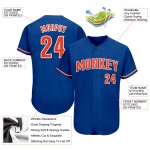 Maglia da baseball autentica personalizzata arancione-bianca Royal Maglia da baseball autentica personalizzata arancione-bianca Royal