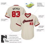 Maglia a coste personalizzata retrò, autentica maglia da baseball, color crema, rosso e nero Maglia a coste personalizzata retrò, autentica maglia da baseball, color crema, rosso e nero