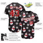 Maglia da baseball 3D nera rossa e bianca personalizzata autentica di Natale Maglia da baseball 3D nera rossa e bianca personalizzata autentica di Natale