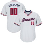 Maglia retrò a coste, autentica maglia da baseball personalizzata, bianca, rossa e blu navy Maglia retrò a coste, autentica maglia da baseball personalizzata, bianca, rossa e blu navy