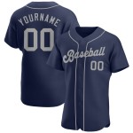 Maglia da baseball personalizzata blu navy autentica grigia Maglia da baseball personalizzata blu navy autentica grigia