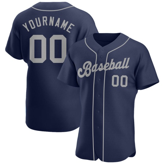 Maglia da baseball personalizzata blu navy autentica grigia Maglia da baseball personalizzata blu navy autentica grigia