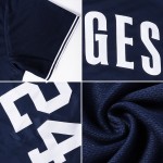 Maglia da baseball blu navy, autentica, personalizzata, bianca e chiara Maglia da baseball blu navy, autentica, personalizzata, bianca e chiara