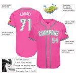 Maglia da baseball personalizzata verde autentica rosa bianca-Kelly Maglia da baseball personalizzata verde autentica rosa bianca-Kelly