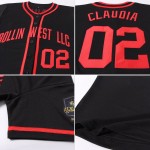 Maglia da baseball nera rossa autentica personalizzata Maglia da baseball nera rossa autentica personalizzata