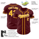 Maglia da baseball personalizzata oro-bianco bordeaux autentica Maglia da baseball personalizzata oro-bianco bordeaux autentica