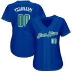 Maglia da baseball Kelly verde-bianca personalizzata autentica Royal Maglia da baseball Kelly verde-bianca personalizzata autentica Royal