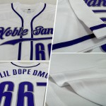 Maglia da baseball personalizzata bianca autentica viola-grigia Maglia da baseball personalizzata bianca autentica viola-grigia