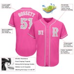 Maglia da baseball rosa grigio-bianca autentica personalizzata Maglia da baseball rosa grigio-bianca autentica personalizzata
