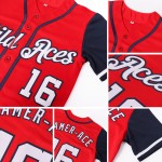 Maglia da baseball autentica personalizzata, tonalità bianco-blu navy, rossa, due Maglia da baseball autentica personalizzata, tonalità bianco-blu navy, rossa, due
