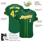 Maglia da baseball personalizzata autentica verde oro-bianca a righe Kelly Gold Maglia da baseball personalizzata autentica verde oro-bianca a righe Kelly Gold