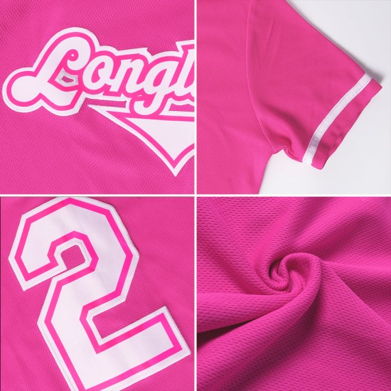 Maglia da baseball rosa grigio-bianca autentica personalizzata Maglia da baseball rosa grigio-bianca autentica personalizzata