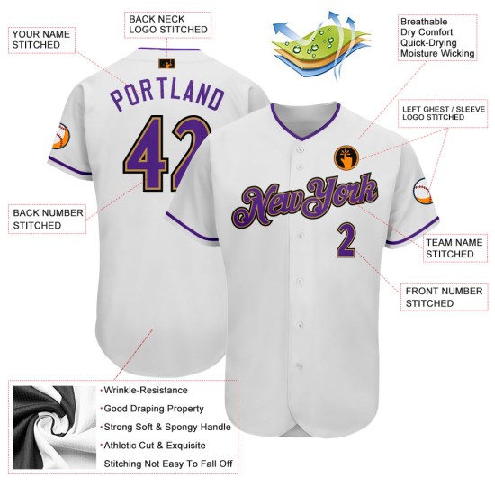 Maglia da baseball autentica Gold Jersey Viola-Old Custom White Maglia da baseball autentica Gold Jersey Viola-Old Custom White